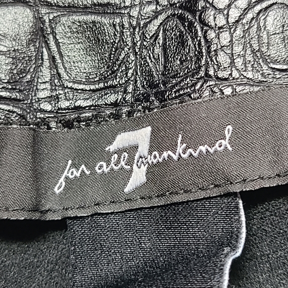 7 For All Mankind Croc Embossed Faux Leather Pants Black High Waist L - Picture 5 of 8